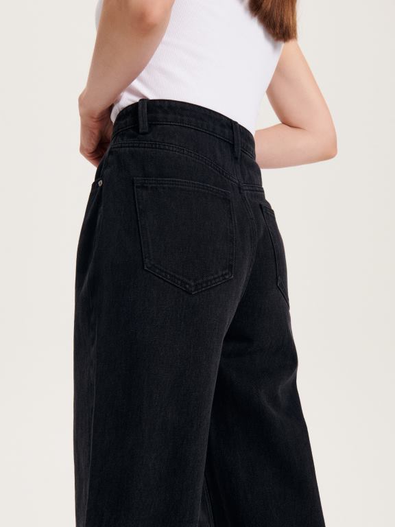 negru Reserved femei îmbrăcăminte blugi drepti 648HZ794