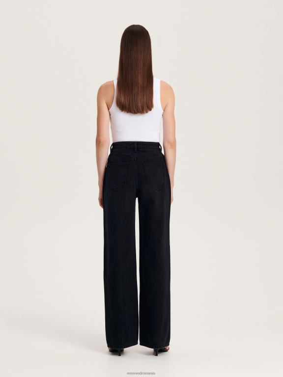 negru Reserved femei îmbrăcăminte blugi drepti 648HZ794