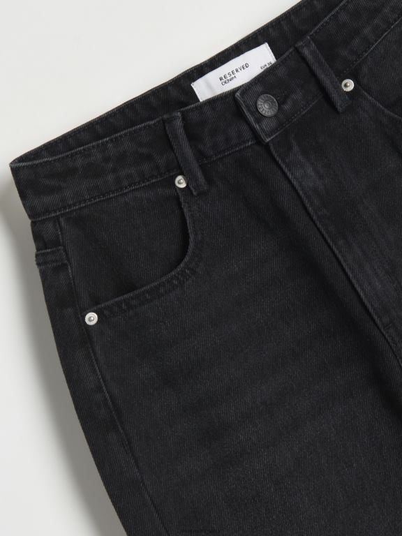 negru Reserved femei îmbrăcăminte blugi drepti 648HZ794