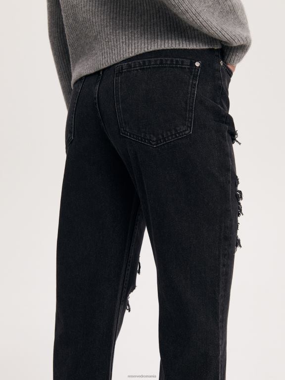 negru Reserved femei îmbrăcăminte blugi mom fit cu talie înaltă 648HZ757