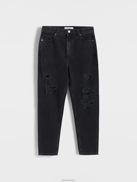 negru Reserved femei îmbrăcăminte blugi mom fit cu talie înaltă 648HZ757