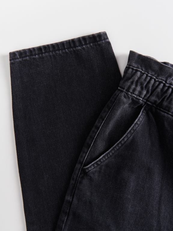 negru Reserved femei îmbrăcăminte blugi paperbag 648HZ112