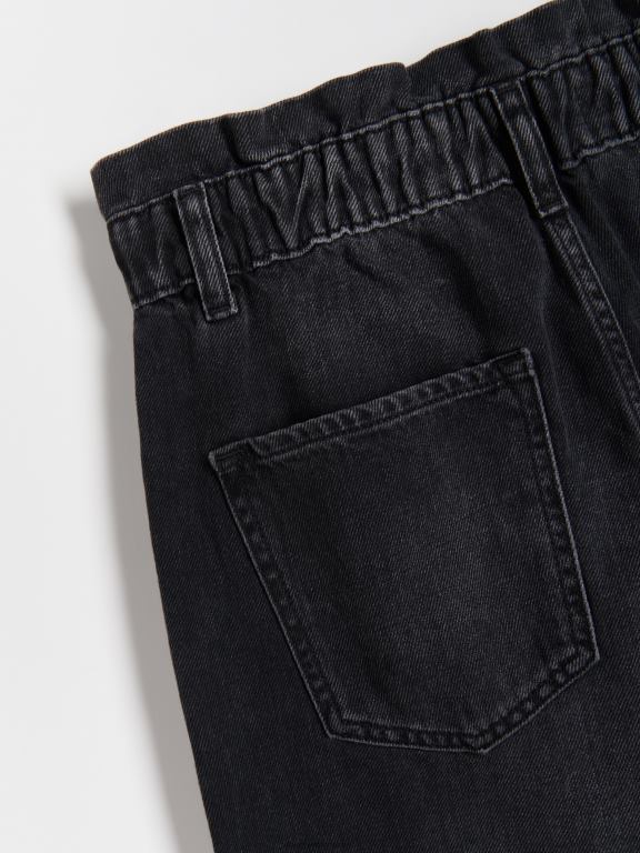 negru Reserved femei îmbrăcăminte blugi paperbag 648HZ112