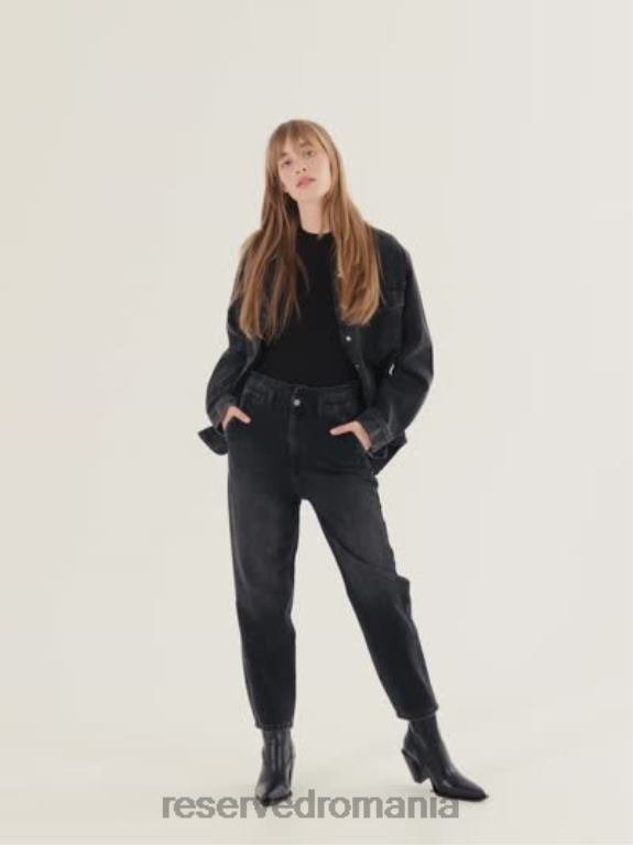 negru Reserved femei îmbrăcăminte blugi paperbag 648HZ743