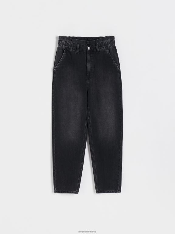 negru Reserved femei îmbrăcăminte blugi paperbag 648HZ743