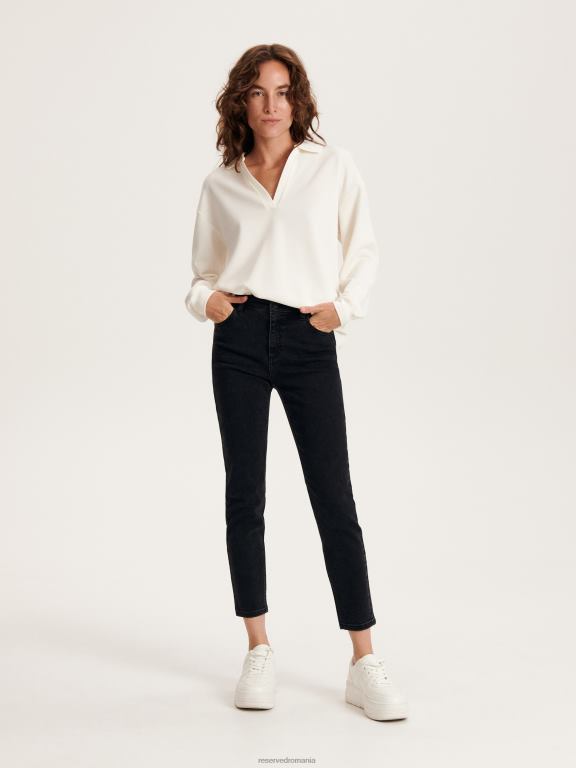 negru Reserved femei îmbrăcăminte blugi subțiri 648HZ103