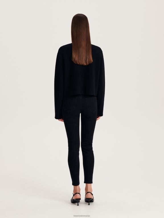 negru Reserved femei îmbrăcăminte blugi subțiri cu talie înaltă 648HZ765