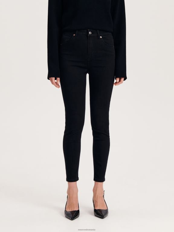 negru Reserved femei îmbrăcăminte blugi subțiri cu talie înaltă 648HZ765