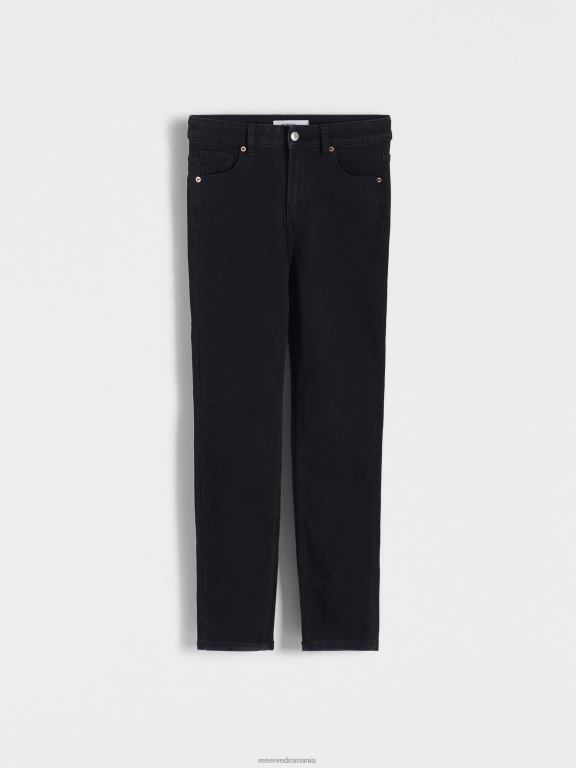 negru Reserved femei îmbrăcăminte blugi subțiri cu talie înaltă 648HZ765