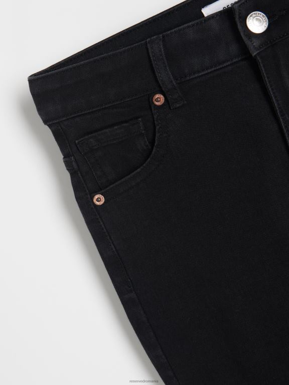 negru Reserved femei îmbrăcăminte blugi subțiri cu talie înaltă 648HZ765