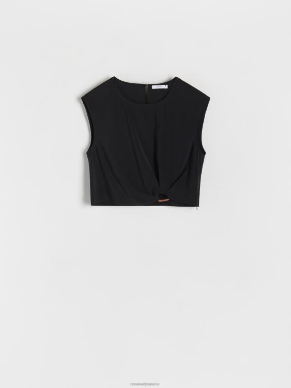 negru Reserved femei îmbrăcăminte bluza cu detaliu la gat 648HZ84
