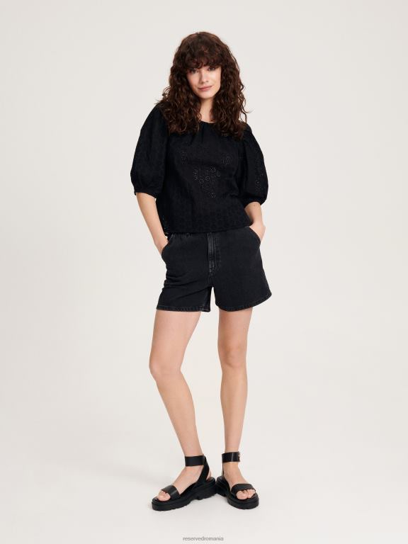 negru Reserved femei îmbrăcăminte bluza cu spate decorativ 648HZ323