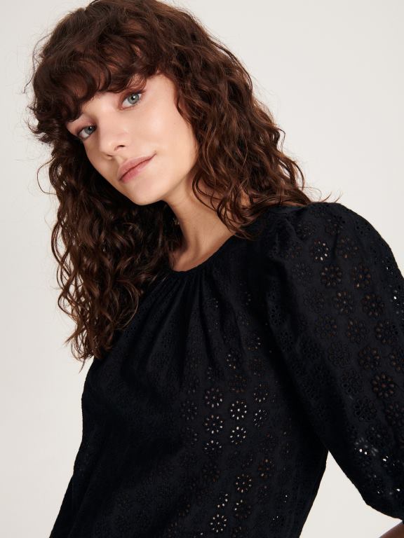 negru Reserved femei îmbrăcăminte bluza cu spate decorativ 648HZ323