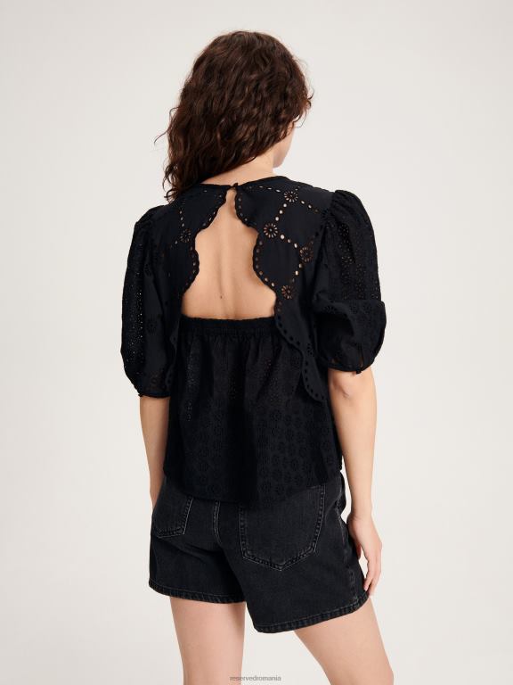 negru Reserved femei îmbrăcăminte bluza cu spate decorativ 648HZ323