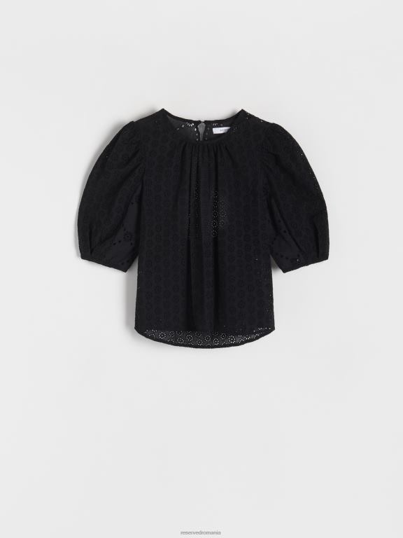 negru Reserved femei îmbrăcăminte bluza cu spate decorativ 648HZ323