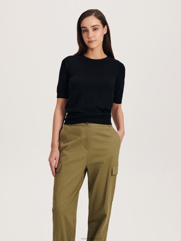 negru Reserved femei îmbrăcăminte bluză bogată în viscoză 648HZ299