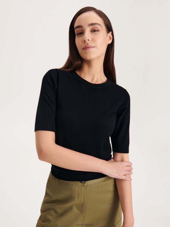 negru Reserved femei îmbrăcăminte bluză bogată în viscoză 648HZ299