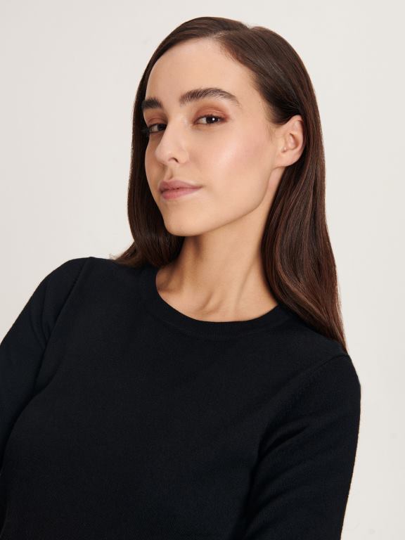 negru Reserved femei îmbrăcăminte bluză bogată în viscoză 648HZ299