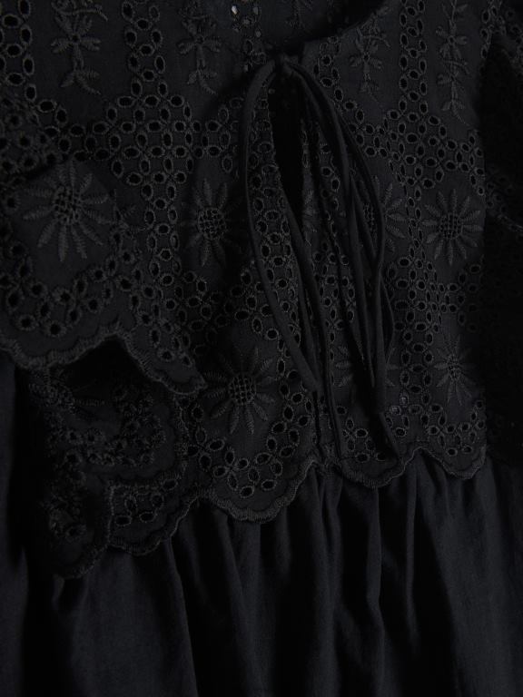 negru Reserved femei îmbrăcăminte bluză cu decolteu decorativ 648HZ99