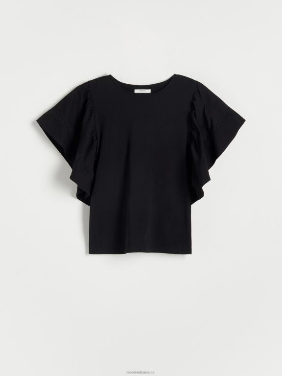 negru Reserved femei îmbrăcăminte bluză de bumbac 648HZ475