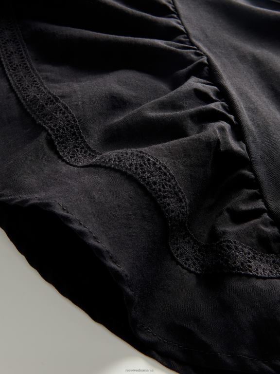 negru Reserved femei îmbrăcăminte bluză de bumbac 648HZ475