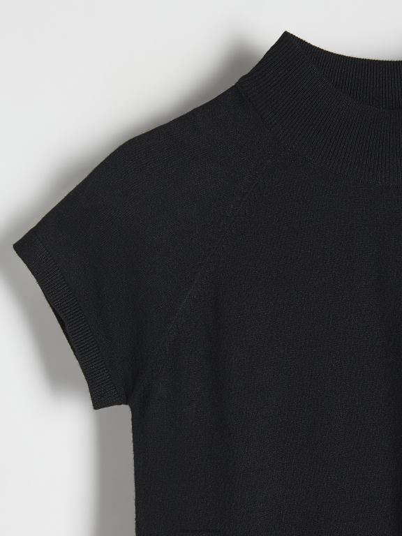 negru Reserved femei îmbrăcăminte bluză din jerseu bogat în viscoză 648HZ288