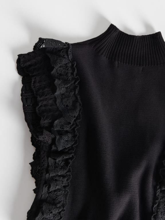 negru Reserved femei îmbrăcăminte bluză din jerseu bogat în viscoză 648HZ304