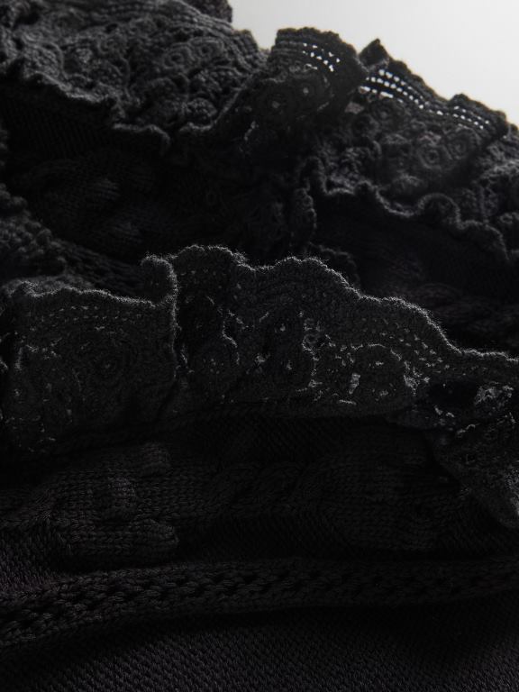 negru Reserved femei îmbrăcăminte bluză din jerseu bogat în viscoză 648HZ304