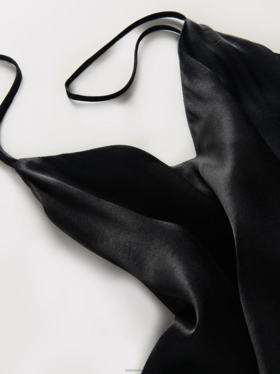 negru Reserved femei îmbrăcăminte bluză din viscoză 648HZ359