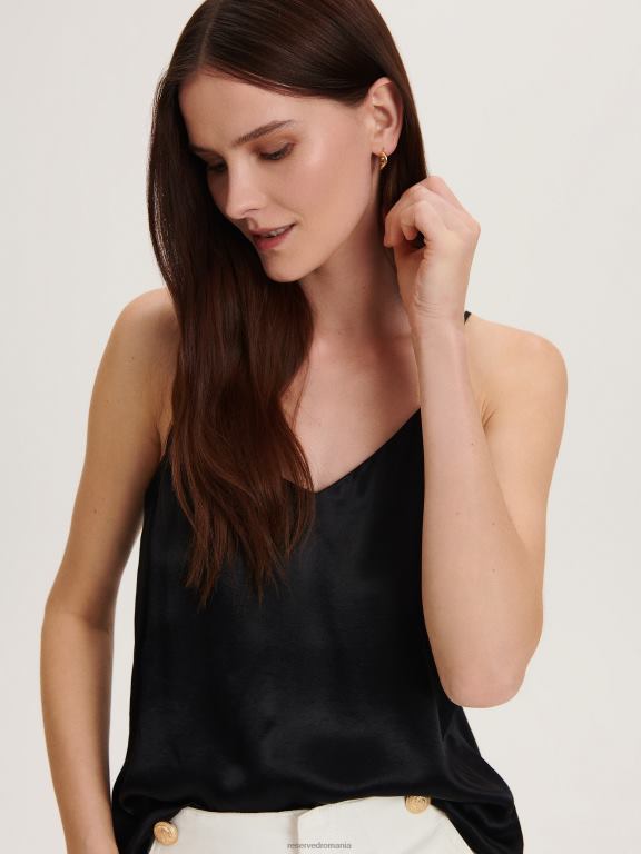 negru Reserved femei îmbrăcăminte bluză din viscoză 648HZ359