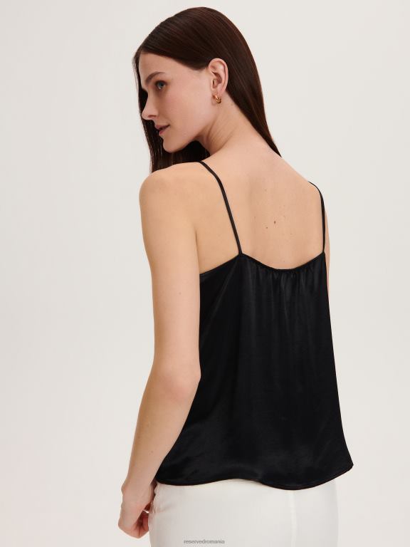 negru Reserved femei îmbrăcăminte bluză din viscoză 648HZ359