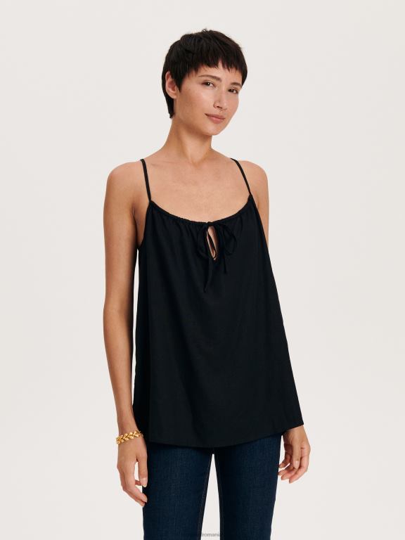 negru Reserved femei îmbrăcăminte bluză din viscoză 648HZ49