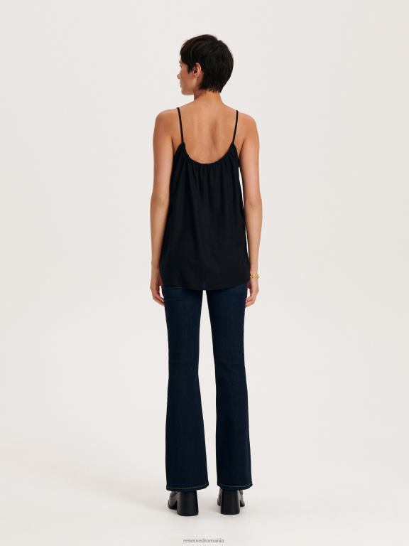 negru Reserved femei îmbrăcăminte bluză din viscoză 648HZ49