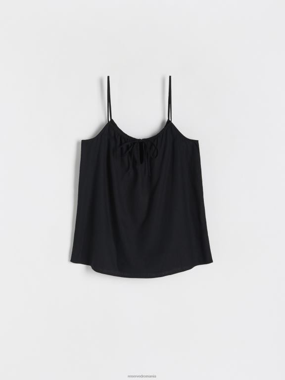 negru Reserved femei îmbrăcăminte bluză din viscoză 648HZ49