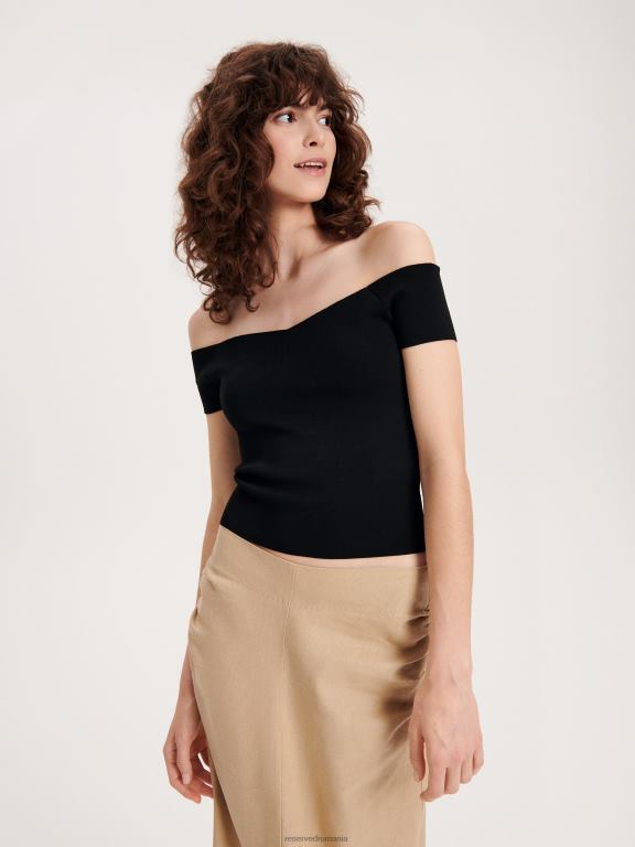 negru Reserved femei îmbrăcăminte bluză mulată 648HZ122
