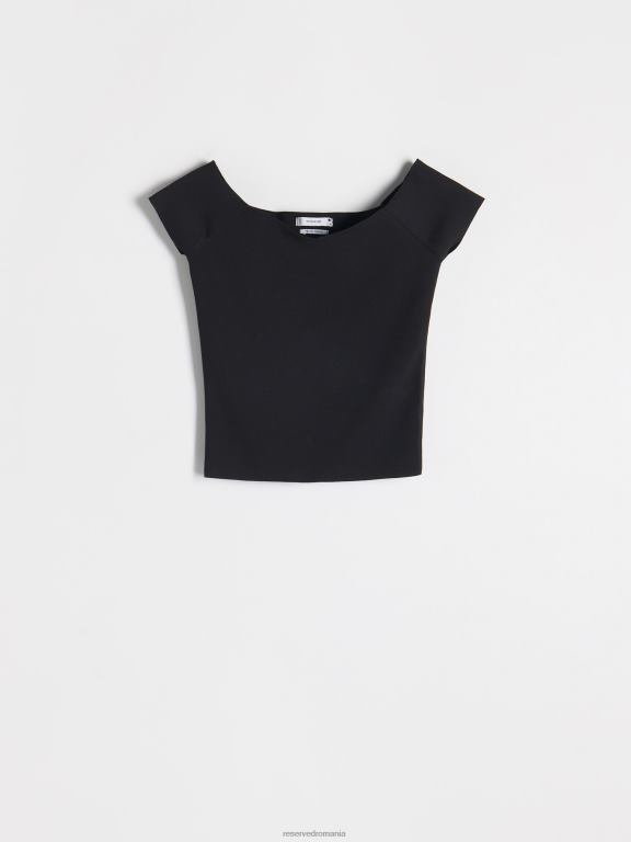 negru Reserved femei îmbrăcăminte bluză mulată 648HZ122