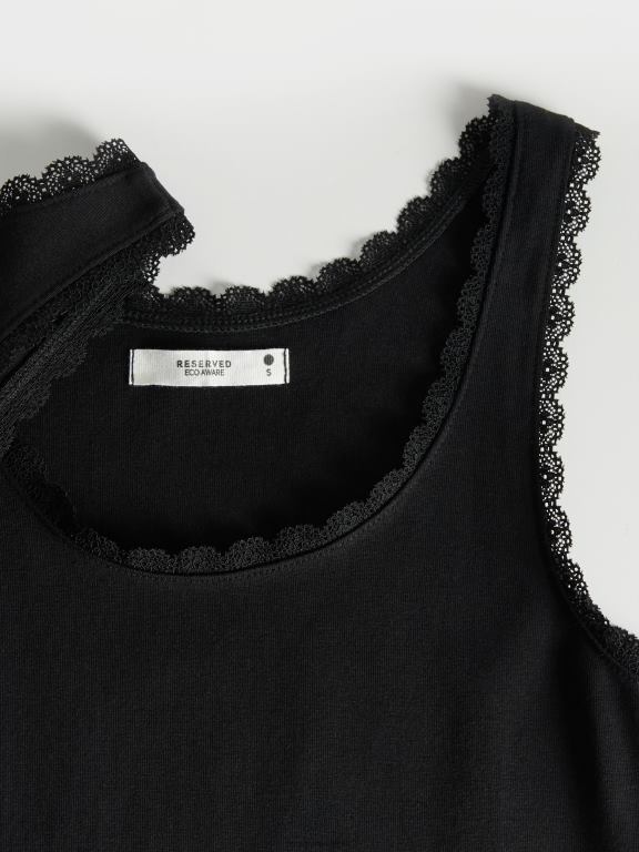 negru Reserved femei îmbrăcăminte cami top 648HZ381