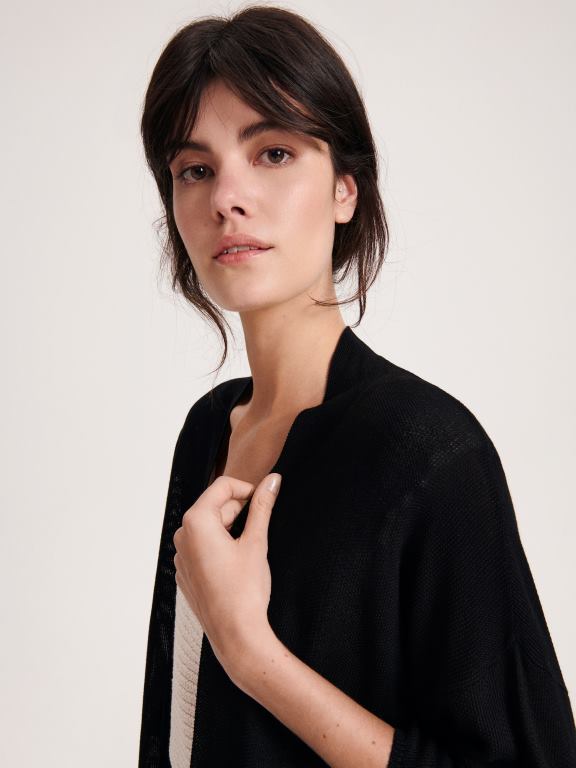 negru Reserved femei îmbrăcăminte cardigan în amestec de viscoză 648HZ920