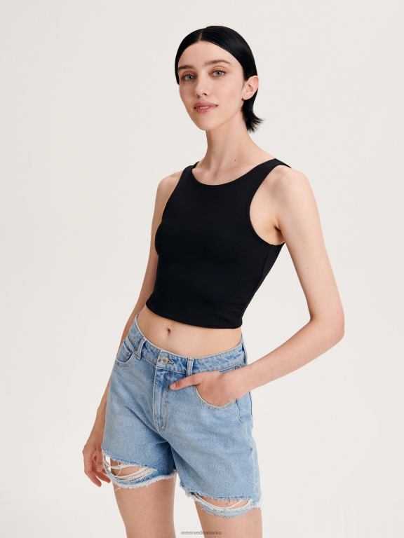 negru Reserved femei îmbrăcăminte crop top 648HZ510