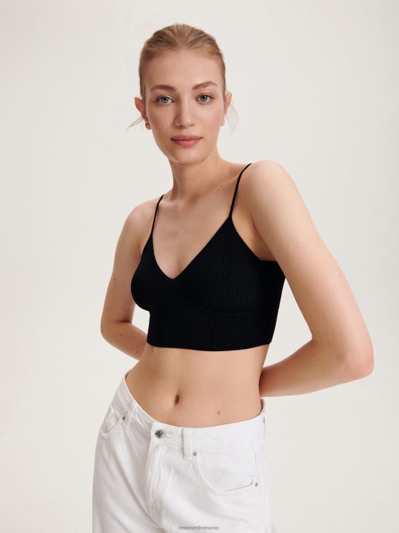 negru Reserved femei îmbrăcăminte crop top 648HZ521