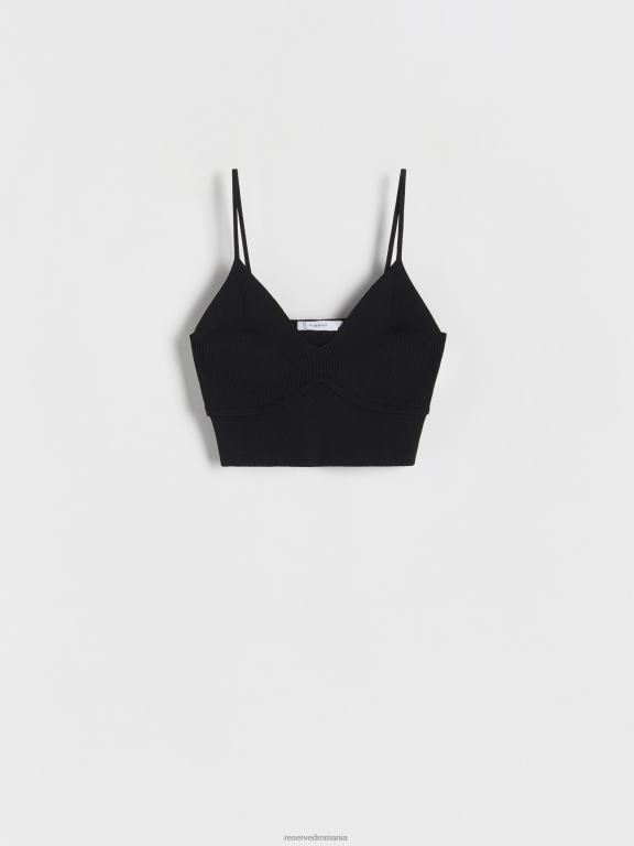 negru Reserved femei îmbrăcăminte crop top 648HZ521