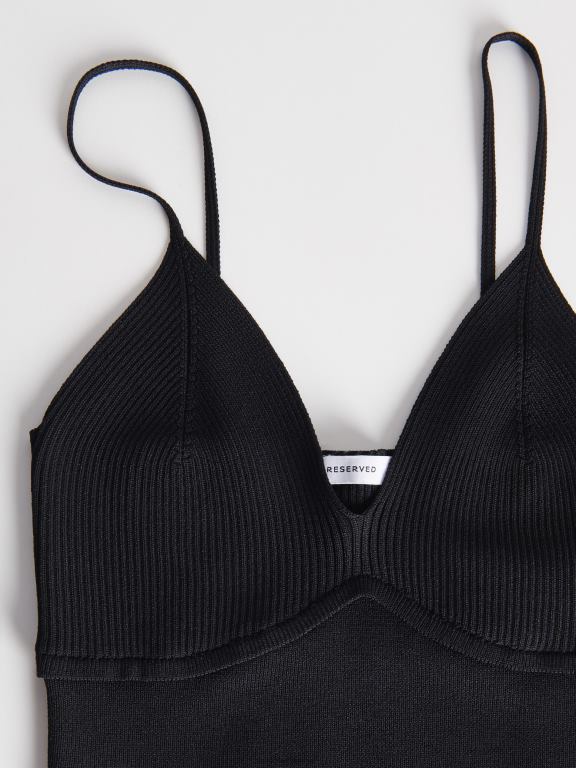 negru Reserved femei îmbrăcăminte crop top 648HZ521