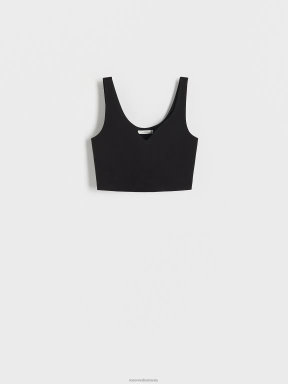 negru Reserved femei îmbrăcăminte crop top bogat în viscoză 648HZ425
