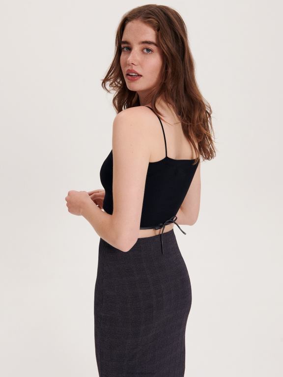 negru Reserved femei îmbrăcăminte crop top cami 648HZ528