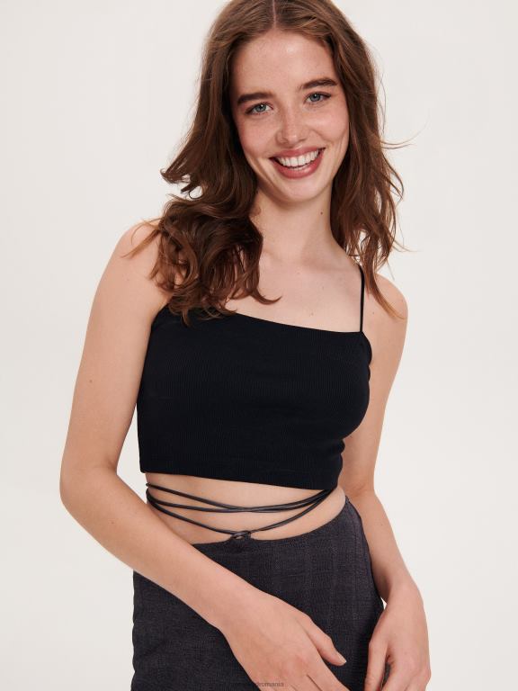 negru Reserved femei îmbrăcăminte crop top cami 648HZ528