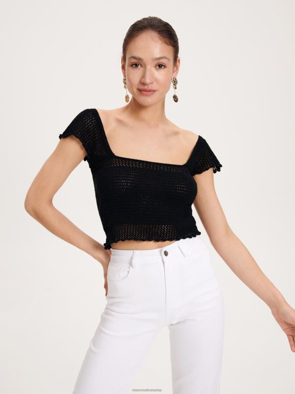 negru Reserved femei îmbrăcăminte crop top din jerseu 648HZ328