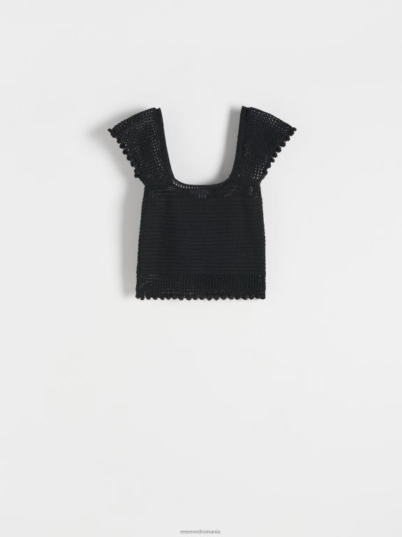 negru Reserved femei îmbrăcăminte crop top din jerseu 648HZ328