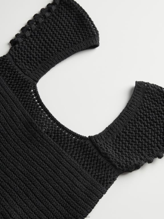 negru Reserved femei îmbrăcăminte crop top din jerseu 648HZ328