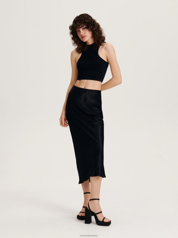 negru Reserved femei îmbrăcăminte crop top din jerseu fără cusături 648HZ526