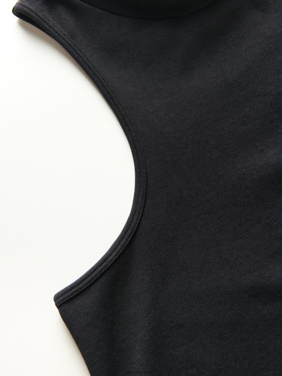 negru Reserved femei îmbrăcăminte crop top din jerseu fără cusături 648HZ526